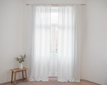 Rod Pocket Linen Curtain Panel made of MEDIUM LINEN (160 g/m2) / WHITE / airy and natural / linen drapes / 1 pcs