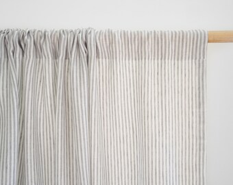 Gray Stripes Curtain Panel made of MEDIUM LINEN (160 g/2)/ rod pocket / different types of heading / 1 pcs