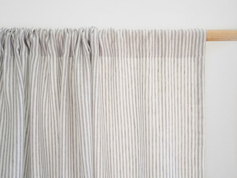grey striped linen curtain