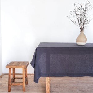 Charcoal linen tablecloth. round, square, rectangular tablecloths. washed linen tablecloth