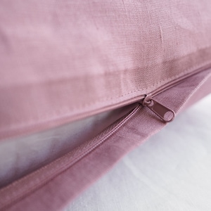 Pink Linen Pillowcase – Soft Stonewashed atural Cover with Zipper Closure