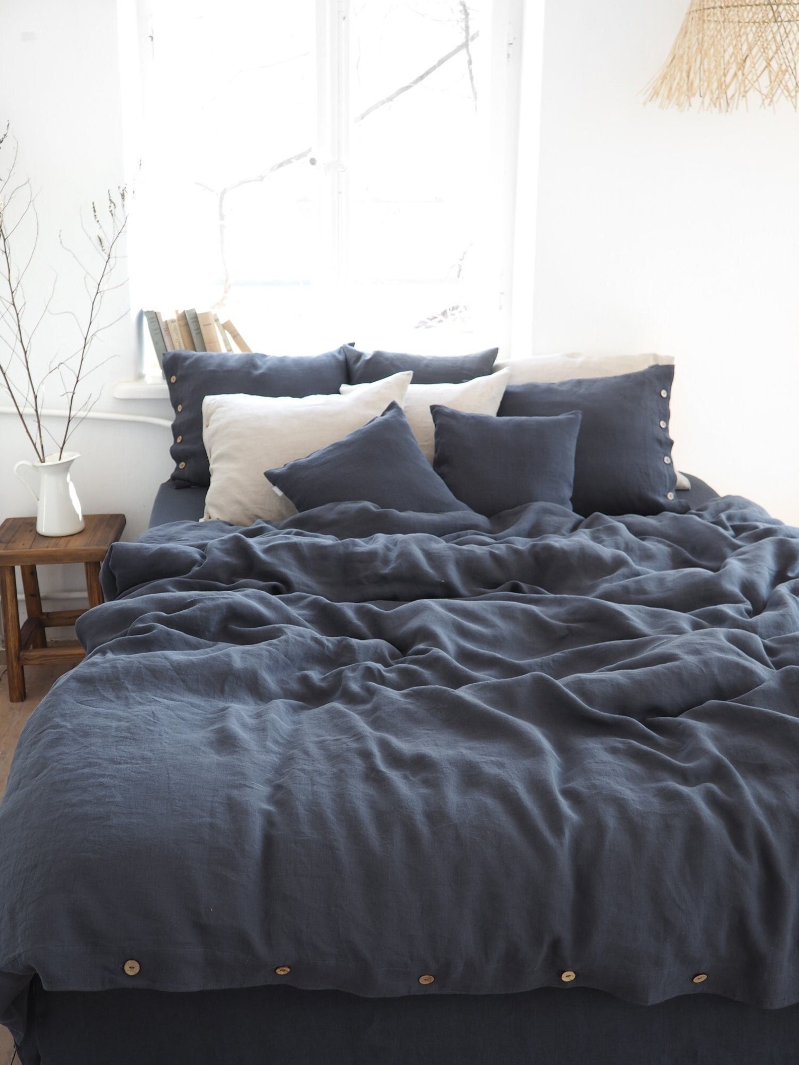 Charcoal Linen Duvet Cover Made of 100 European Linen Etsy