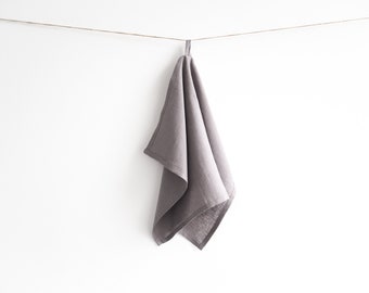 Gray linen tea towel made of stonewashed linen
