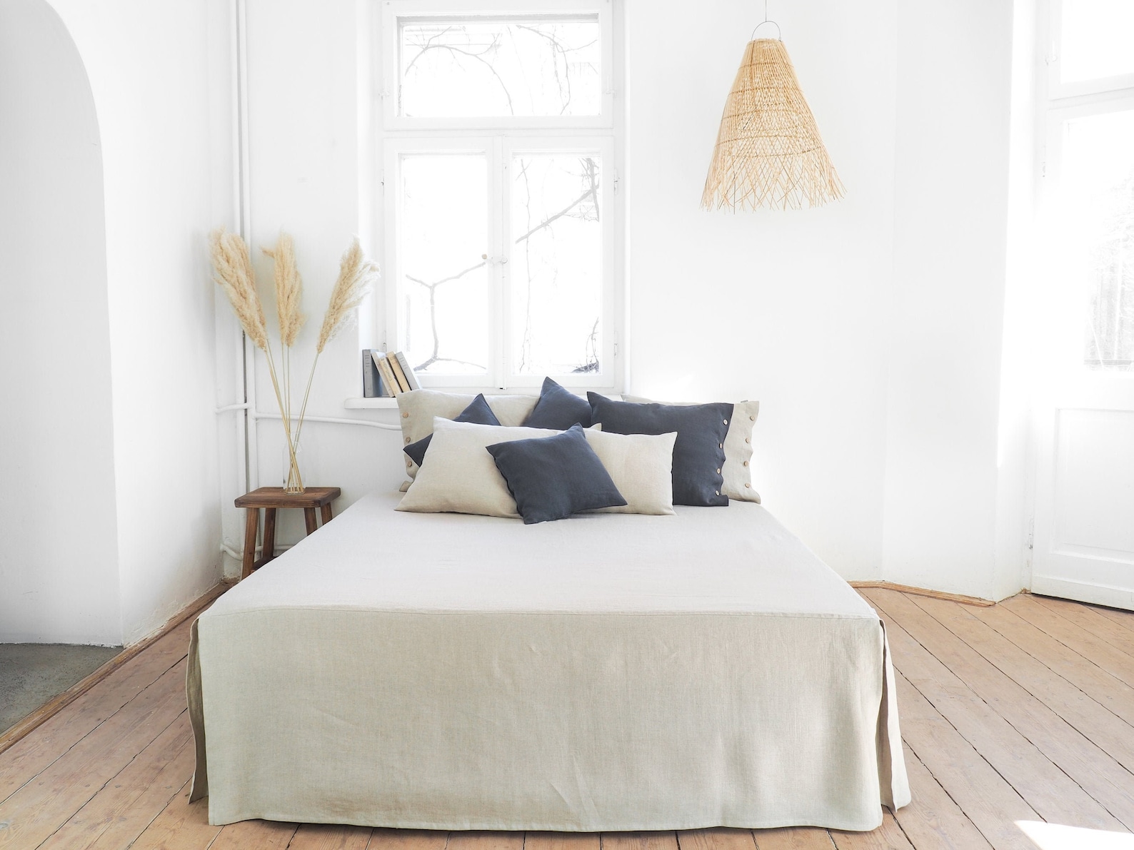 Natural Linen Bedskirt. Classic Linen Bedskirt. Queen Size Etsy