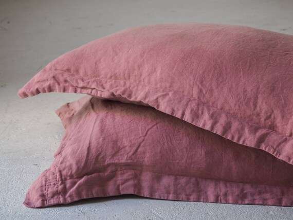 Dusty pink linen pillow sham made of Linen pillowcase dusty rose | Linen