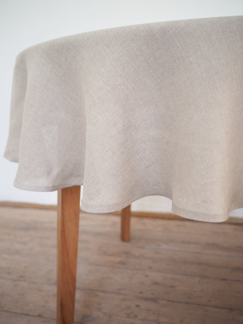 natural linen round tablecloth