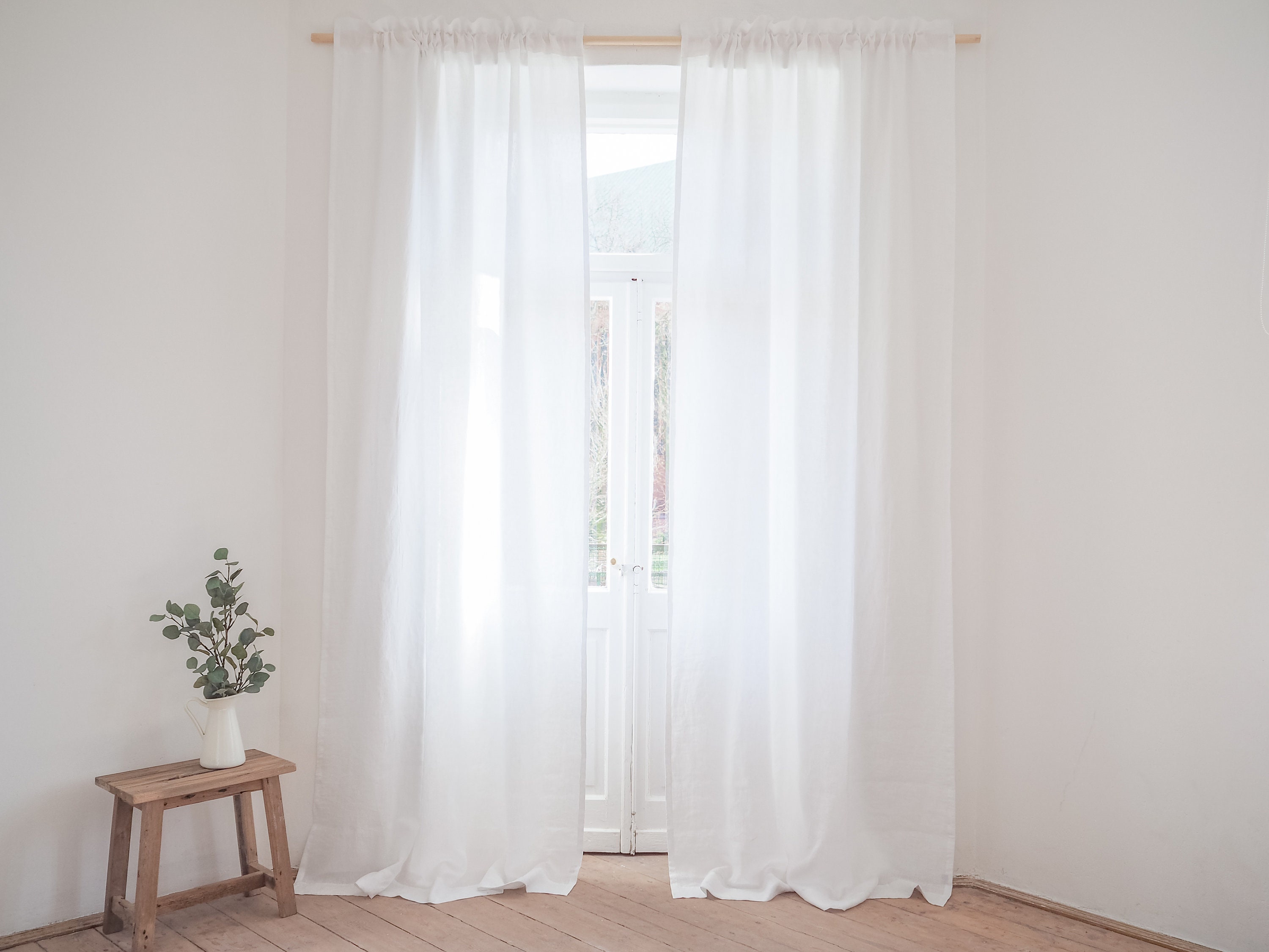 White Linen Curtain Panel. Made of Stonewashed MEDIUM LINEN - Etsy UK