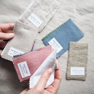 Fabric samples. A set of linen samples. Small fabric swatches.