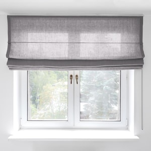 Linen roman blind | Heavy linen custom roman shade | Natural shades