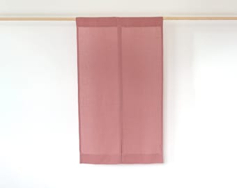 Linen japanese style curtains in dusty pink, noren door curtains, linen doorway curtains.