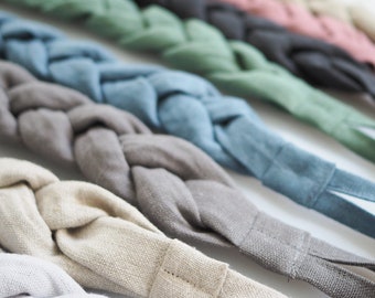 Braided Linen Curtain Tieback, Heavy Linen, Boho Style