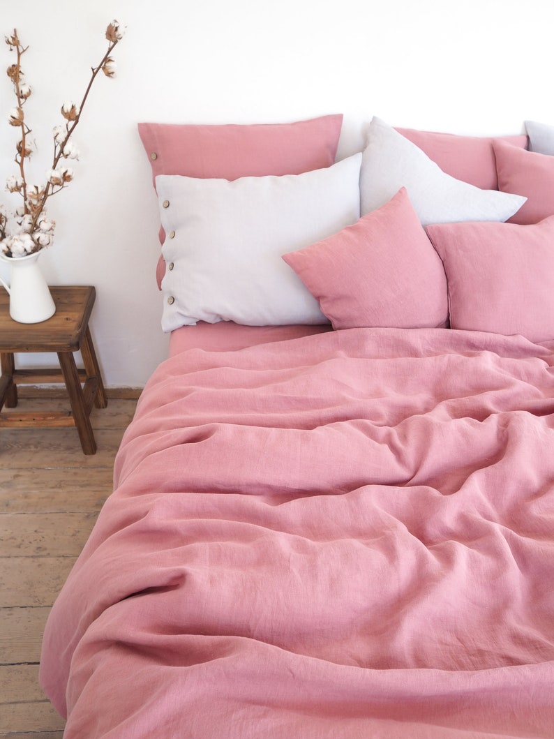 Dusty pink LINEN DUVET COVER. Create your bedding set of Etsy