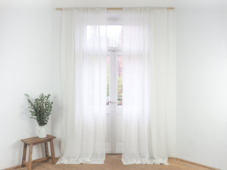 Sheer linen curtain. Linen muslin drape. Linen muslin curtain | Etsy