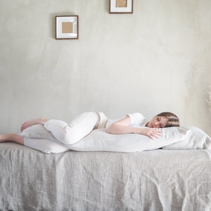 Natural Linen Body Pillowcase, Stonewashed Linen, Envelope Closure image 2