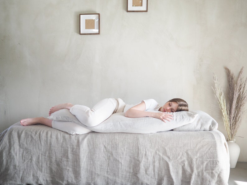 Natural Linen Body Pillowcase, Stonewashed Linen, Envelope Closure image 2