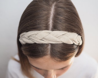 Braided linen headband, boho linen headband, workout headbands, beach accessories