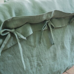 eucalyptus green duvet cover with ties