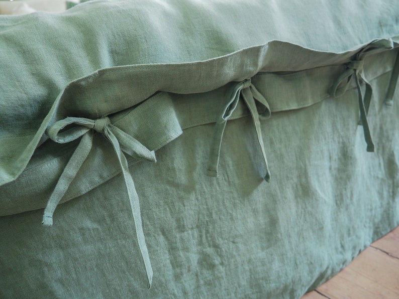 eucalyptus green duvet cover with ties