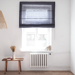 Linen roman shade | Medium linen custom roman shades | Natural shades