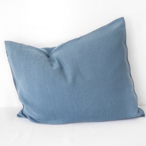 Blue linen pillowcase. Linen pillow sham. Custom pillowcase