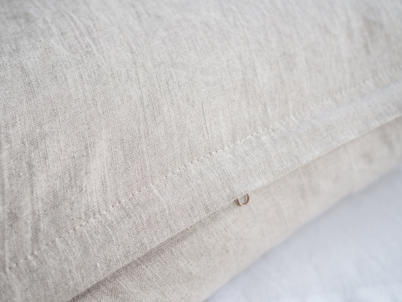 Natural linen pillowcase with a zipper. multiple sizes. image 7