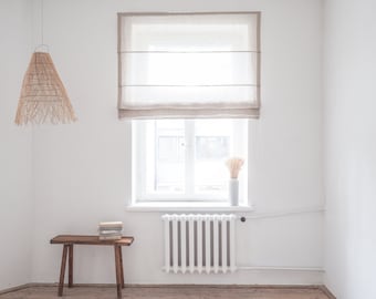 Sheer Linen Roman Blind | MUSLIN LINEN roman shades | Window shades