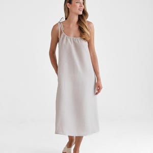 Natural summer dress. Beige linen dress. Linen dress FLORA