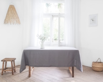 Heavy Linen Tablecloth, Gray Dining Cloth, Custom Size