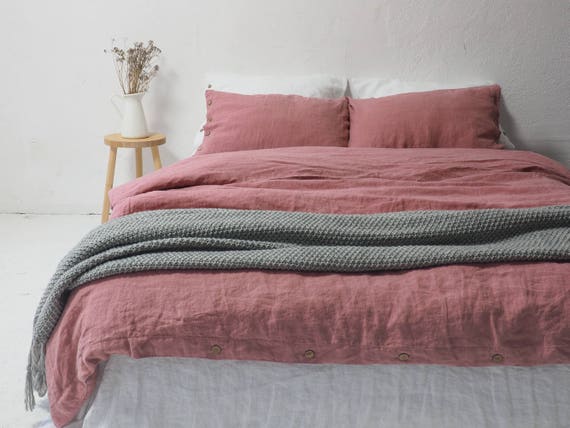 Dusty Pink Linen Duvet Cover Create Your Bedding Set Of Etsy