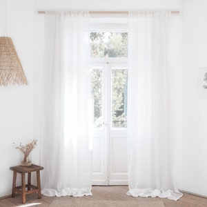 Sheer linen curtain. linen muslin drape. linen muslin curtain panel.