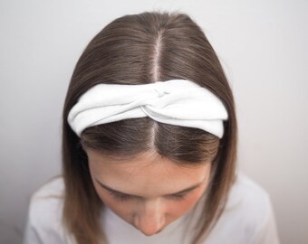 White Knotted Linen Headband, Women's Hair Accessory