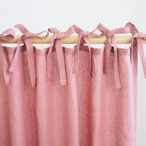 Dusty Pink Linen Curtain Made of MEDIUM LINEN 160 G/m2. Tie - Etsy