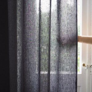 charcoal medium linen curtain