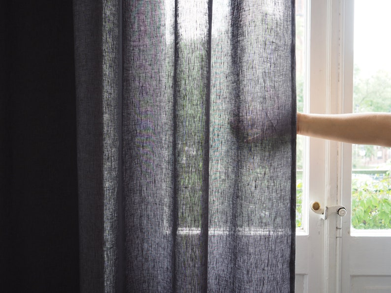 charcoal medium linen curtain