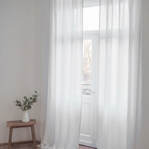 Rod Pocket Linen Curtain Panel Made of MEDIUM LINEN 160 G/m2 / WHITE ...