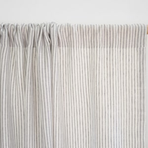 grey striped linen curtain