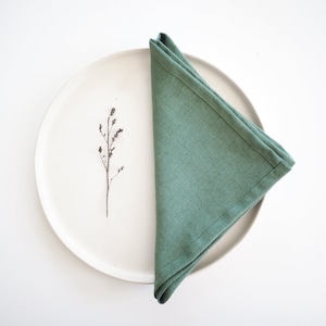 Eucalyptus green linen napkin. Linen napkin made of heavy linen