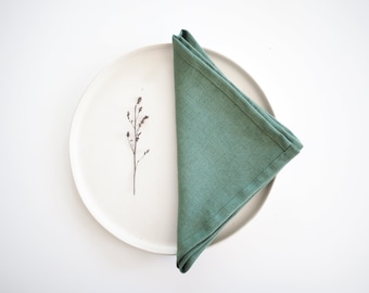 Eucalyptus green linen napkin. Linen napkin made of heavy linen