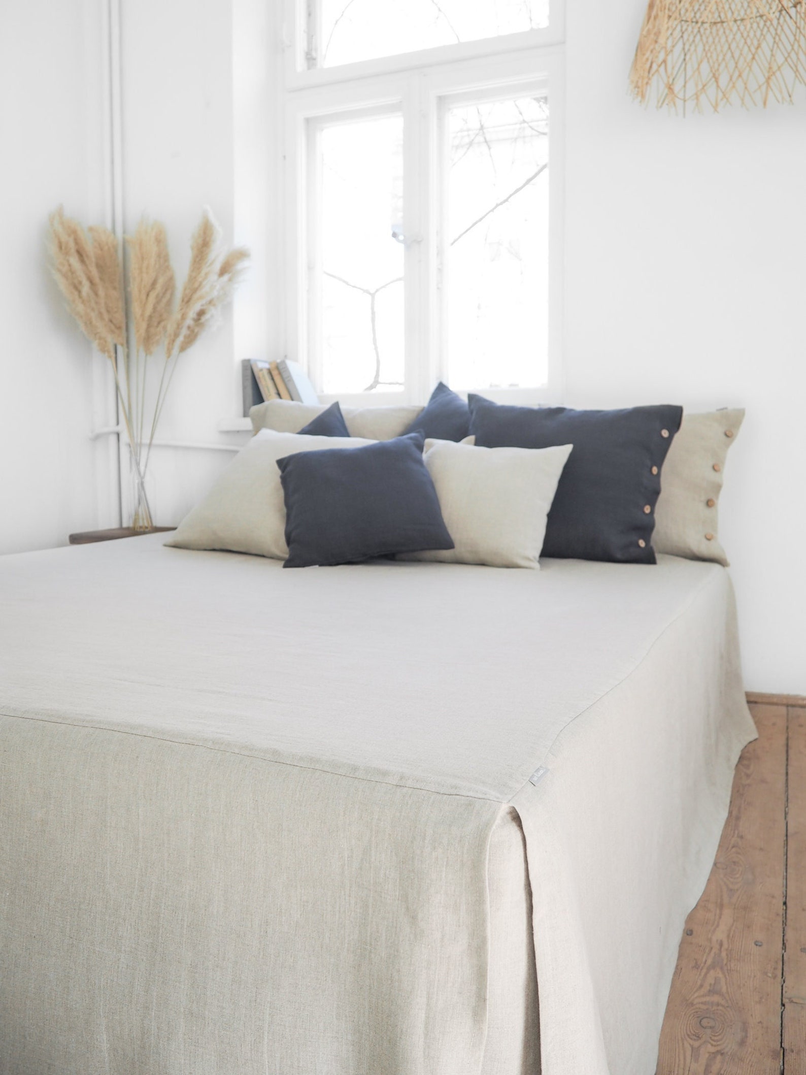 Natural Linen Bedskirt. Classic Linen Bedskirt. Queen Size Etsy