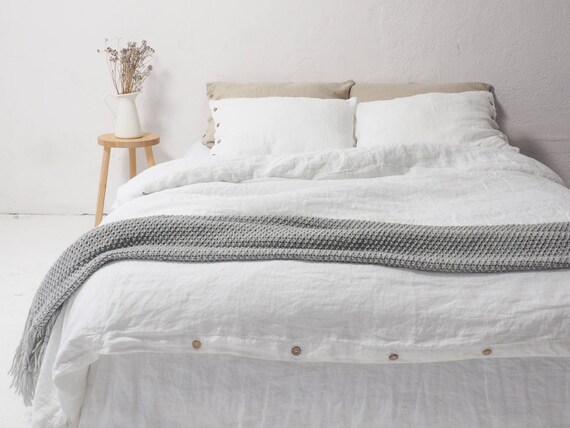 Linen Duvet Cover Queen Size White Linen Duvet Cover King Etsy