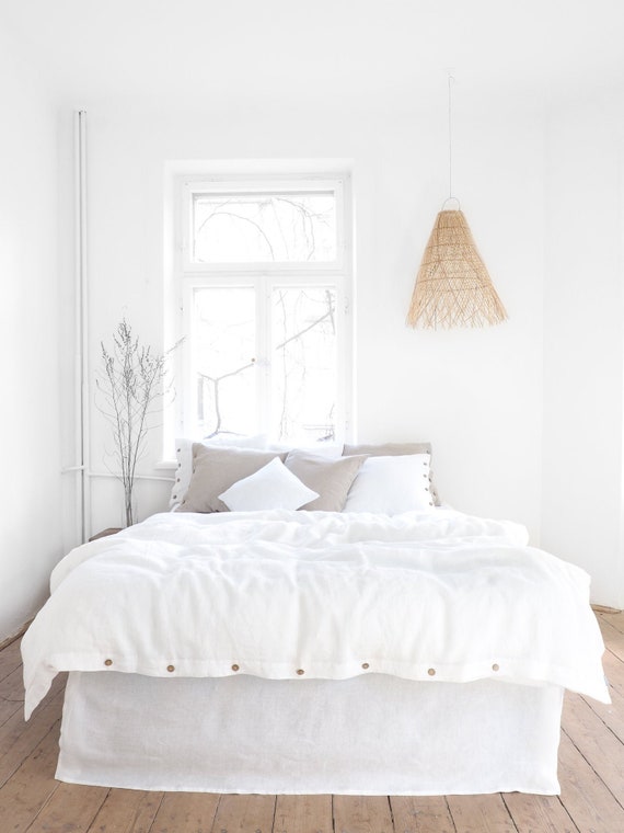 Linen Duvet Cover Queen Size White Linen Duvet Cover King Etsy