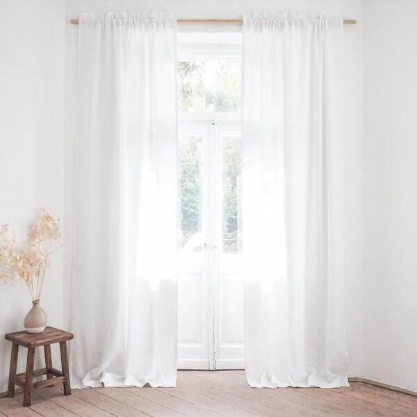 White Linen Curtains - Etsy