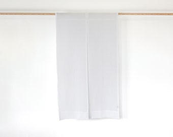 Linen noren curtains in pure white, japanese curtains, traditional noren curtain.
