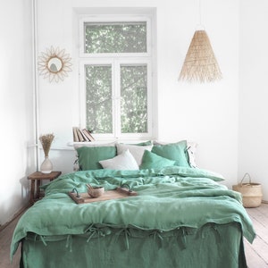 eucalyptus green linen duvet cover