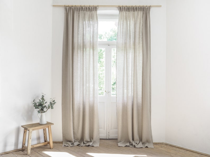 Linen Curtain With With Pencil Pleats Or Pleating Tape Pencil Etsy