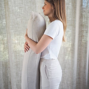 Natural Linen Body Pillowcase, Stonewashed Linen, Envelope Closure image 5