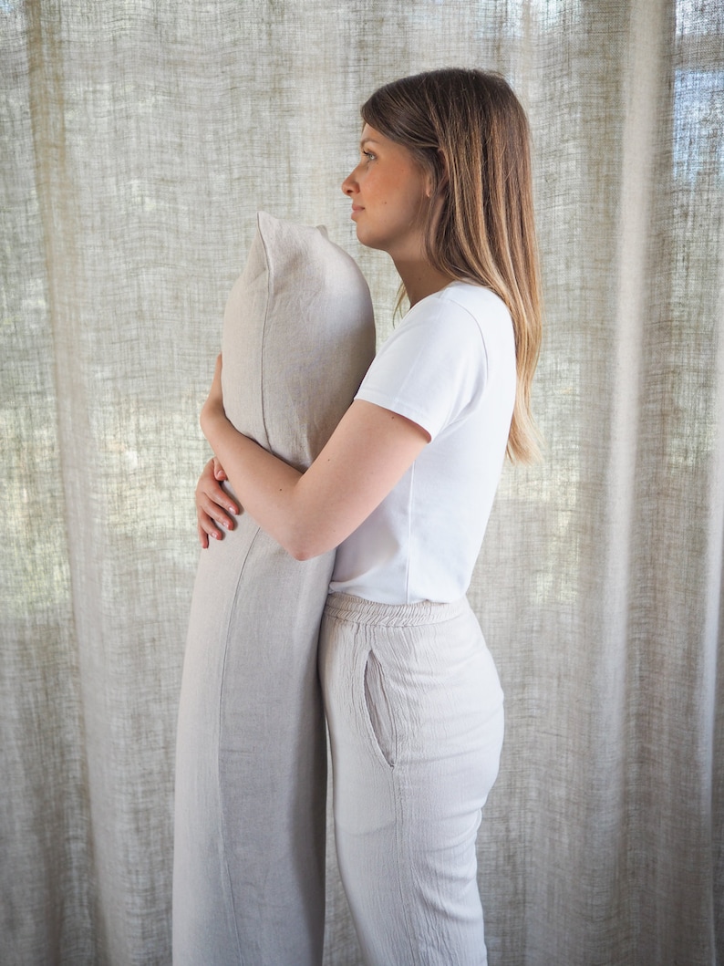 Natural Linen Body Pillowcase, Stonewashed Linen, Envelope Closure image 5