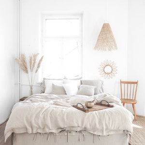 Poszewka na kołdrę z naturalnego lnu – miękka, prana w kamieniu pościel naturalna, rozmiary Queen i King