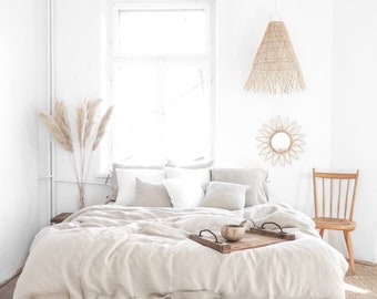 Natural Linen Duvet Cover – Soft Stonewashed Natural Bedding, Queen & King Sizes