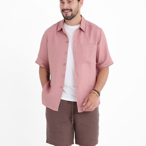 Mens linen shirt. Short sleeved shirt. Linen shirt RIVER